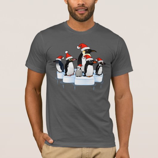 T-shirt Partie de pingouin de Noël (Devant)