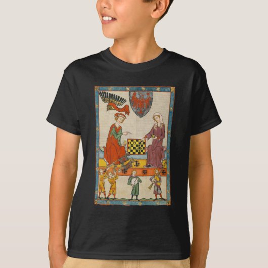 T-shirt Partie d'échecs Codex Manesse XIVe siècle (Devant)