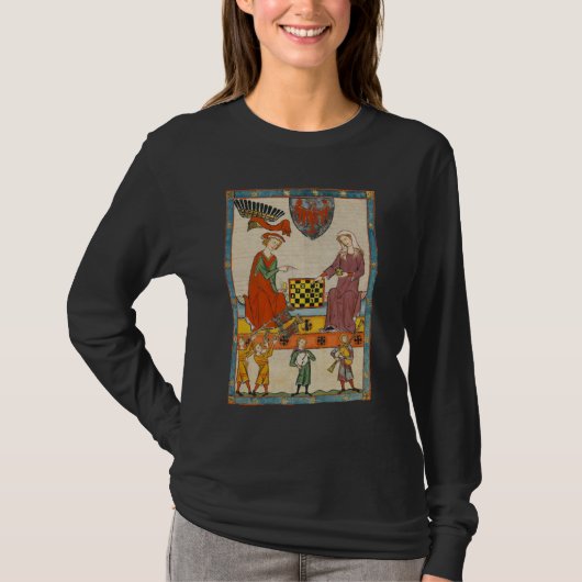T-shirt Partie d'échecs Codex Manesse XIVe siècle (Devant)