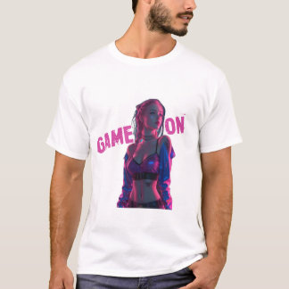 T-shirt Partie Enclenchée Fille Gamer Néon