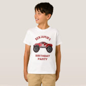T-shirt Partie rouge d'anniversaire de enfant de camion de (Devant entier)