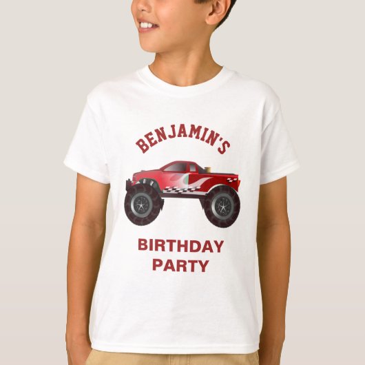 T-shirt Partie rouge d'anniversaire de enfant de camion de (Devant)