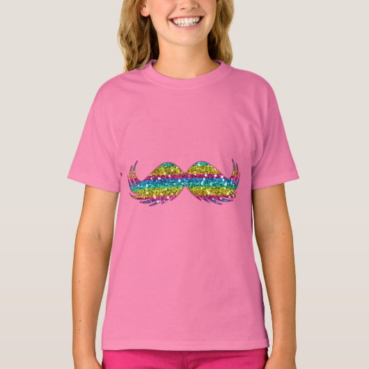 T-shirt Parties scintillant arc-en-ciel Moustache (Devant)