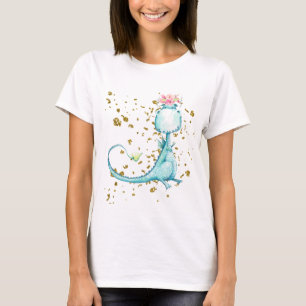 T-shirt *~* Parties scintillant Blue Girly Dragon Dinosaur