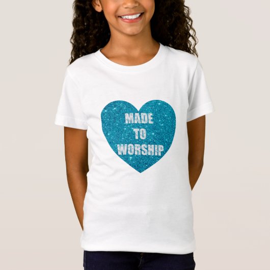 T-Shirt Parties scintillant Coeur Turquoise "Fait Pour Le  (Devant)