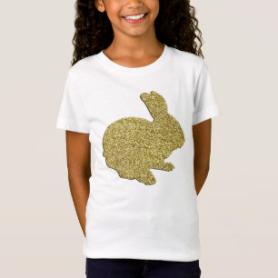 T-Shirt Parties scintillant d'or Silhouette Lapin de Pâque