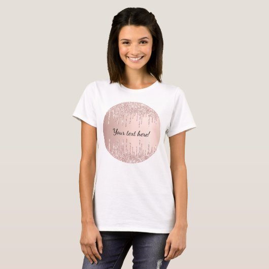 T-shirt parties scintillant en or rose gouttes goutte gout (Devant entier)