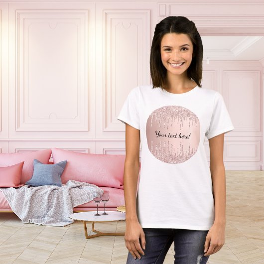 T-shirt parties scintillant en or rose gouttes goutte gout