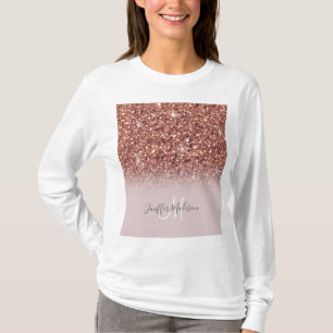 T-shirt Parties scintillant en or rose Nom personnalisé