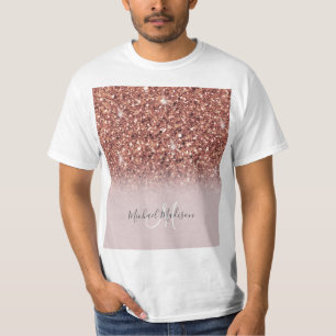T-shirt Parties scintillant en or rose Nom personnalisé