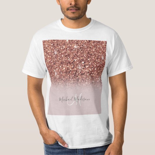 T-shirt parties scintillant en or rose Nom personnalisé    (Devant)