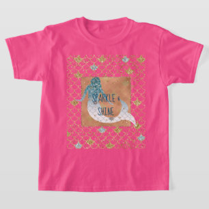 T-shirt Parties scintillant étincelante en or bleu Mermai