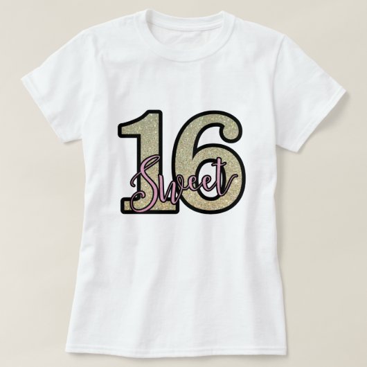 T-shirt Parties scintillant Gold Faux Imprimer Sweet sixte (Design devant)
