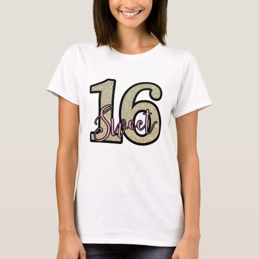 T-shirt Parties scintillant Gold Faux Imprimer Sweet sixte (Devant)