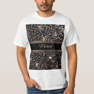 T-shirt Parties scintillant Leopard Black Gold personnalis