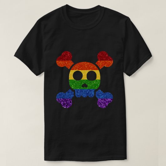 T-shirt PARTIES SCINTILLANT LGBT Rainbow Skull 'n' Crossbo (Design devant)