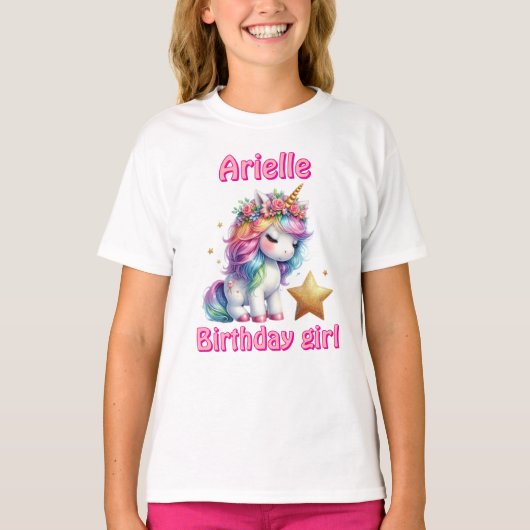 T-shirt Parties scintillant licorne magique star filles an (Devant)