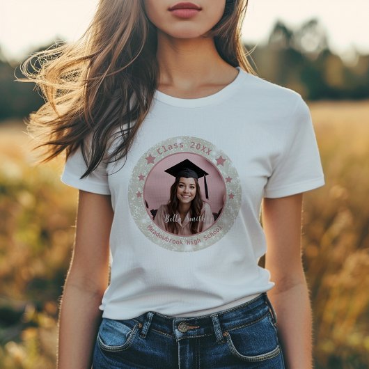 T-shirt Parties scintillant moderne photo ronde graduation