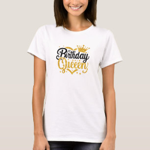 T-shirt Parties scintillant noire et or simple reine d'ann