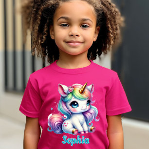 T-Shirt Parties scintillant rose licorne étoile magique Fi