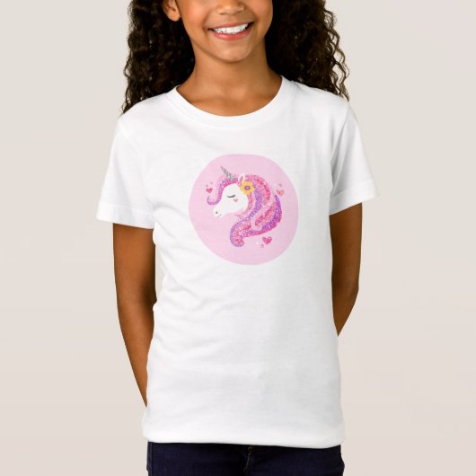 T-Shirt Parties scintillant rose magique Visage Unicorne (Devant)