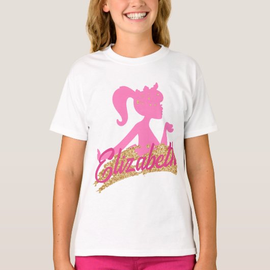 T-shirt Parties scintillant rose mignonne brillant Girlish (Devant)