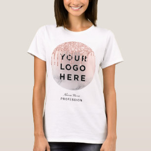 T-shirt Parties scintillant tendance Rose gouttes d'or Las