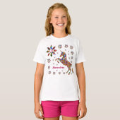 T-shirt Parties scintillant Unicorn Imaginaire Fleurs Pers (Devant entier)
