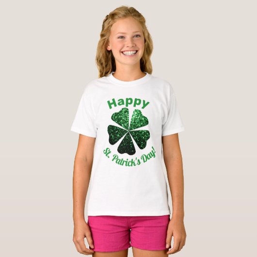 T-shirt Parties scintillant vert foncé pétillant Shamrock  (Devant entier)
