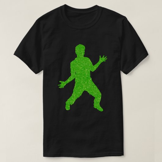 T-shirt Parties scintillant Zombie Vert Halloween (Design devant)