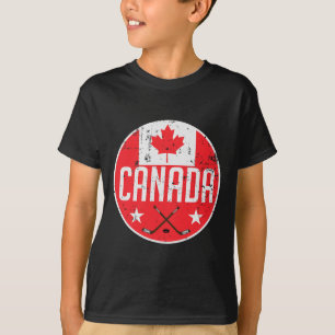 T-shirt Partisan canadien de hockey sur glace avec drapeau