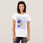 T-shirt Partition de fleurs violettes et jaunes Musique Sa (Devant entier)
