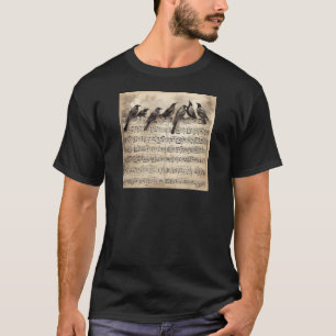 T-shirt Partition musicale d'oiseaux chanteurs vintage