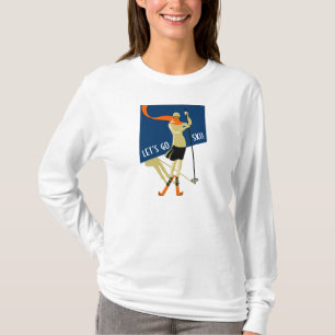 T-shirt Partons ski ! Skieurs vintages de conception