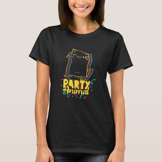 T-shirt Party Animal Disco Dancing Chat Mème (Devant)