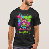 T-shirt Party Animals Baseball Funny Monkey Baseball Lover (Devant)