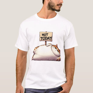 T-shirt Pas aujourd'hui Chubby Grumpy Cat avec pancarte