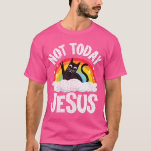 T-shirt Pas aujourd'hui Jésus Satanique Chat Rainbow Goth
