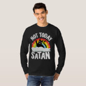 T-shirt Pas aujourd'hui Satan Chat Arc-en-ciel Goth Jésus (Devant entier)