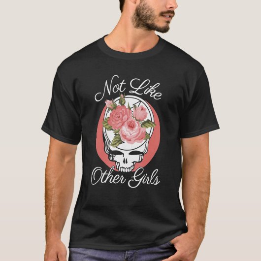 T-shirt Pas Comme Les Autres Fleurs De Crâne Filles (Devant)