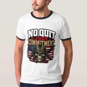 T-shirt Pas d'abandon, juste un engagement Crâne Militaire