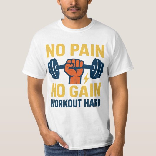T-shirt Pas de douleur, pas de gain – Conception de fitnes (Devant)
