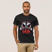 T-shirt Pas de douleur, pas de gain – Conception de gym ha (Devant entier)