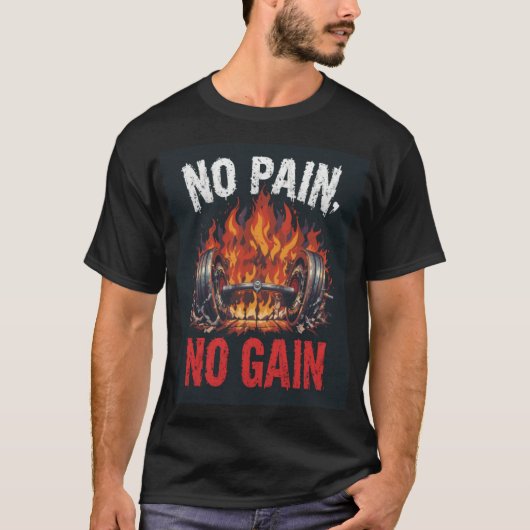 T-shirt Pas de douleur Pas de gain Fitness Conception de m (Devant)
