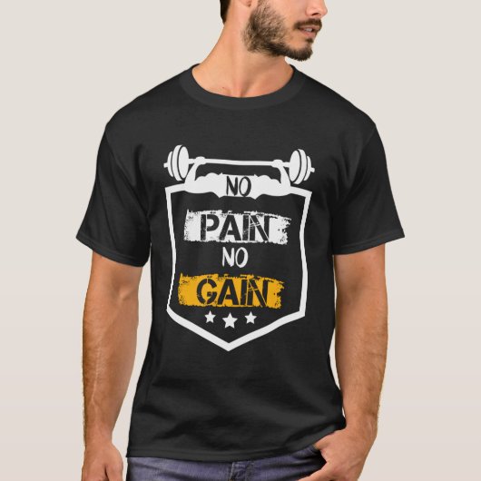 T-shirt Pas de douleur Pas de gain Gym entraînement Fitnes (Devant)
