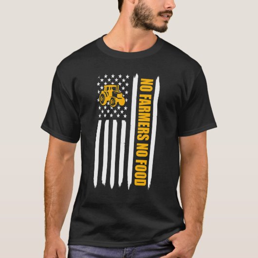 T-shirt Pas de fermiers Pas d'aliments américain Drapeau T (Devant)