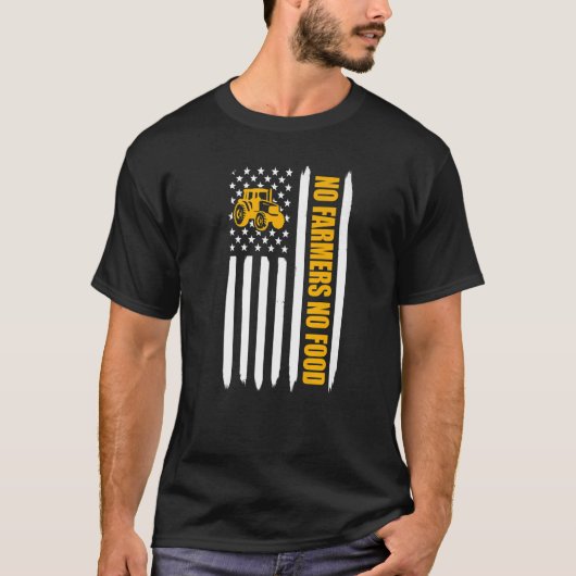 T-shirt Pas de fermiers Pas d'aliments américain Drapeau T (Devant)