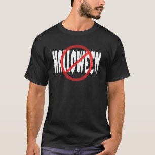 T-shirt Pas de Halloween Barré Cercle Rouge Texte Blanc