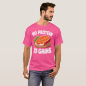 T-shirt Pas de protéines Pas de gains Poids Lifting (Devant entier)