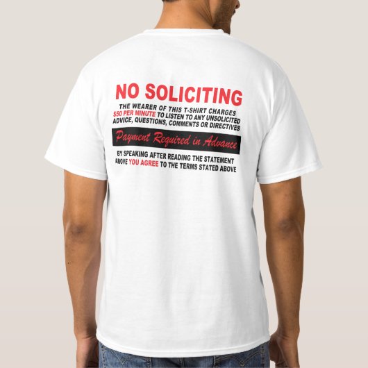 T-SHIRT PAS DE SOLICITATION (Dos)